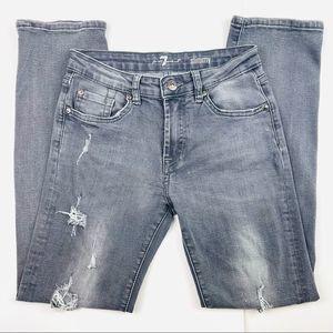 7 for all mankind Slimmy Gray Grey Distressed Destroyed Jeans Size 26 Skinny